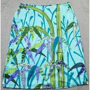 Girlfriend by Silversilk Hawaiian Skirt Womens Large Multi Palm Trees Lined Slit